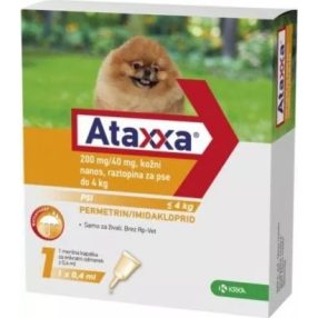   Ataxxa 200mg/40mg rácsepegtető oldat kutyára 4kg-ig 1db ampulla ( Tilos macskára rakni )