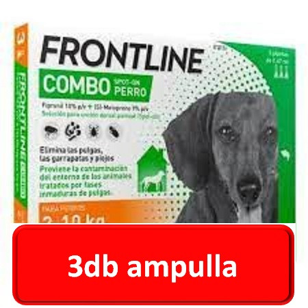 3csomagtól : Frontline Combo kutya S 2-10kg.  3db ampulla 