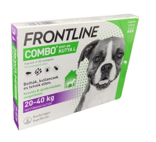 3ampullánként : Frontline combo kutya L 20-40kg.  1db ampulla ,  3ampulla vagy többszöröse kérhető