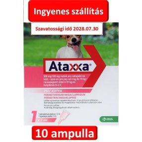   10 darab : Ataxxa rácsepegtető oldat 4-10 kg kutyára 1db ampulla ( Macskára tilos rakni )
