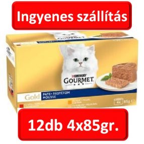   1Karton : GOURMET GOLD Pástétom nedves macskaeledel 12db ( 4x85g ), ( marha-tonhal-máj-pulyka )