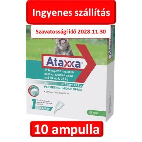   10 darab : Ataxxa rácsepegtető oldat 10-25kg kutyákra 1db ampulla ( Macskára tilos rakni )