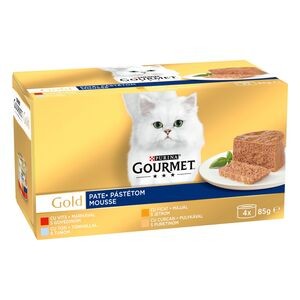 GOURMET GOLD Pástétom nedves macskaeledel 4x85g , ( marha-tonhal-máj-pulyka )