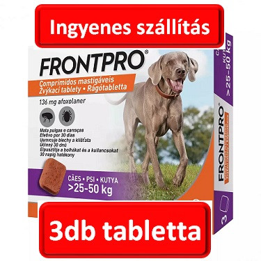 FRONTPRO® rágótabletta kutyáknak (>25–50 kg) 136 mg; 3db tabletta , a fotó illusztráció 